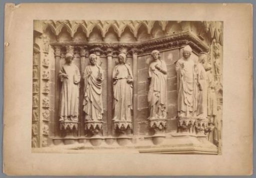 Statues on the facade of Reims Cathedral
