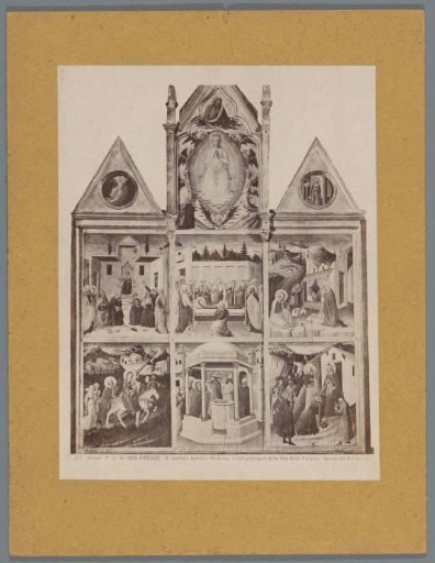 Photographic reproduction of a painting, representing the most important events from the life of Mary