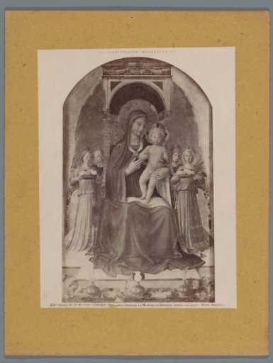 Photographic reproduction of a painting by Fra Angelico, representing Mary with Child between angels