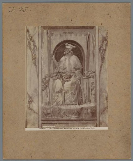 Photographic reproduction of a fresco by Giotto, depicting Injustice