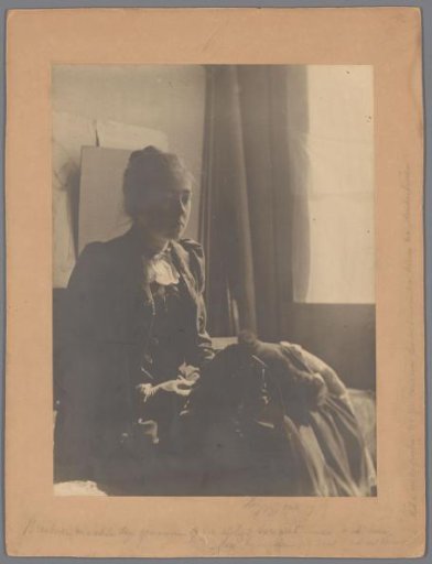 Portrait of Lizzy Ansingh, in Breitner's studio at the Lauriergracht, Amsterdam
