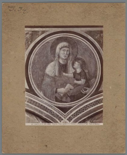 Photographic reproduction of a fresco by Giotto, depicting Mary with Child