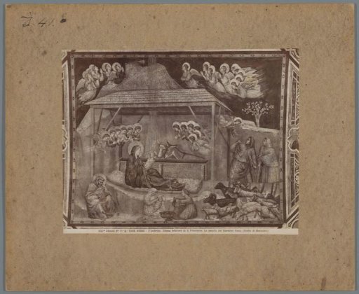 Photographic reproduction of a fresco by Giotto, depicting the birth of Christ