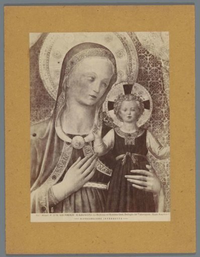 Photographic reproduction of a painting by Fra Angelico, depicting Mary with Child