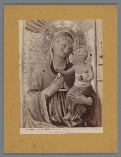 Photographic reproduction of a painting by Fra Angelico, depicting Mary with Child