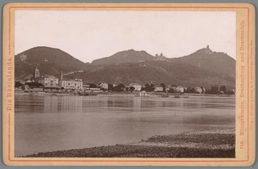 View of Königswinter, the Drachenburg and the Drachenfels