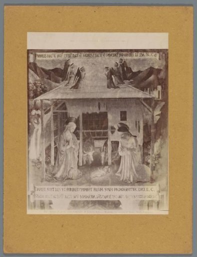 Photographic reproduction of a painting by Fra Angelico, depicting the Nativity of Christ