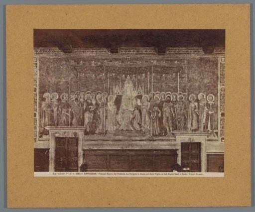 Painting by L. Memmi in the town hall of San Gimignano, depicting Mary with Child on a throne surrounded by saints and angels