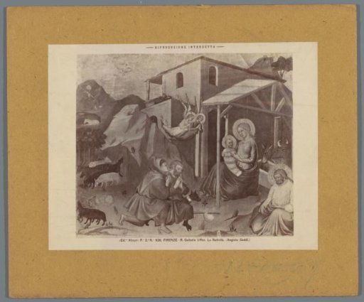 Photographic reproduction of a painting by A. Gaddi, depicting the Adoration of the Shepherds