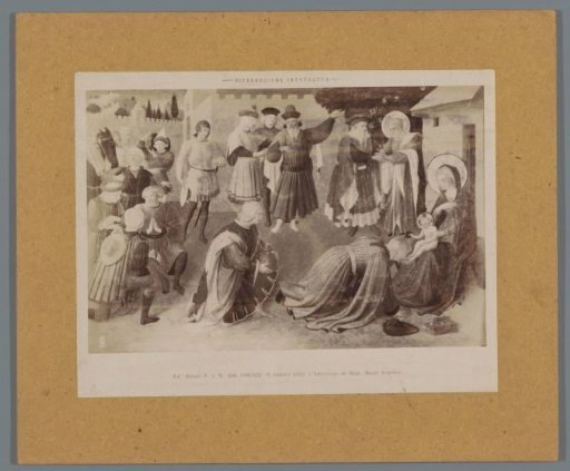 Photographic reproduction of a painting by Fra Angelico, depicting the Adoration of the Magi