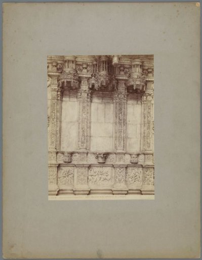 Detail of a fireplace from the Château d'Écouen representing a helmet
