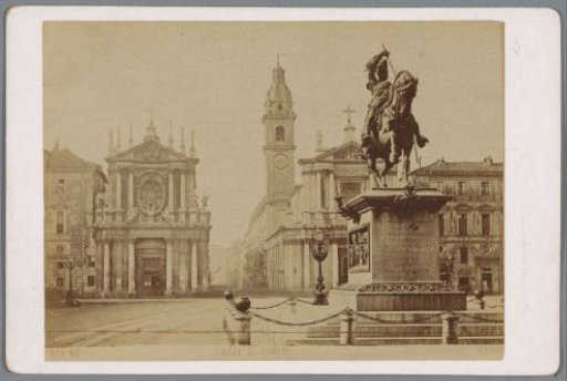 View of the Piazza San Carlo in Turin with the equestrian statue of Emanuel Philibert of Savoy