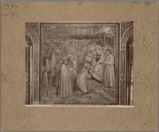 Photographic reproduction of a painting by Giotto, depicting the Adoration of the Magi