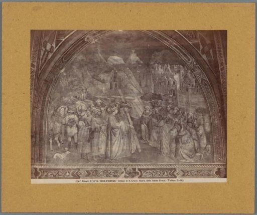 Photographic reproduction of a painting by T. Gaddi, depicting the Legend of the True Cross