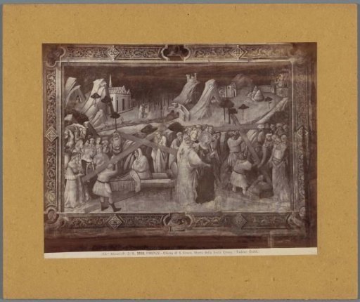 Photographic reproduction of a painting by T. Gaddi, depicting the Finding of the True Cross