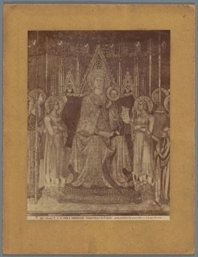 Photographic reproduction of a painting by L. Memmi, depicting the Madonna and Child with Saints