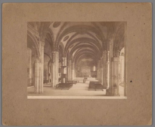 Interior of the Basilica of Sant'Eustorgio in Milan, with a view of the pulpit
