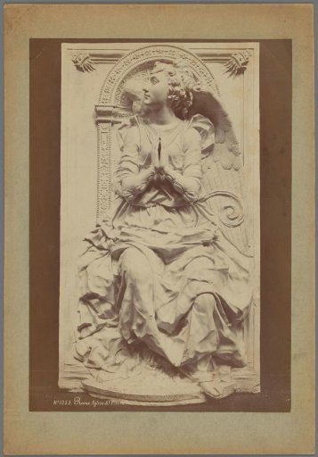 Plaster cast of a relief of a praying angel in the Musée des monuments français in Paris