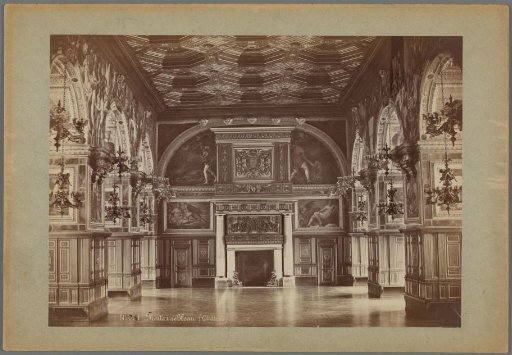Interior with a fireplace in the Palace of Fontainebleau