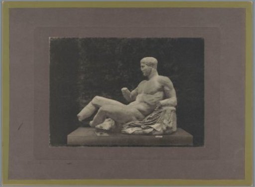 Sculpture of a reclining man, from the east pediment of the Parthenon in Athens