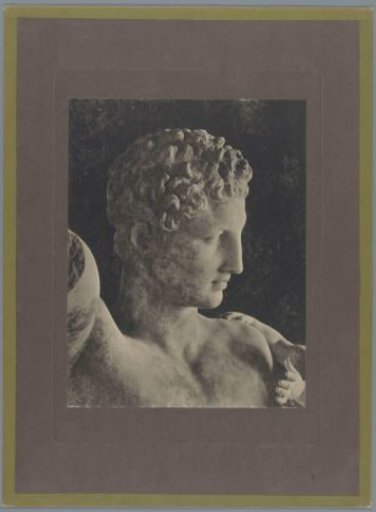 Detail of the head of a sculpture of Hermes by Praxiteles