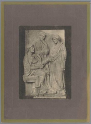 Funerary relief from Athens with a seated and two standing figures