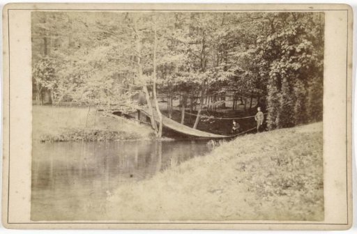 Suspension bridge in the garden of Rozendaal Castle near Velp