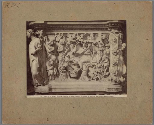 Detail of the Pulpit of the Church of Saint Andrew in Pistoia by Giovanni Pisano, depicting the Birth of Christ