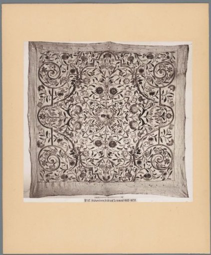 Embroidery of silk on linen with floral motifs