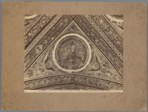 Painting of Mary with two angels on the ceiling of the Basilica of Saint Francis in Assisi