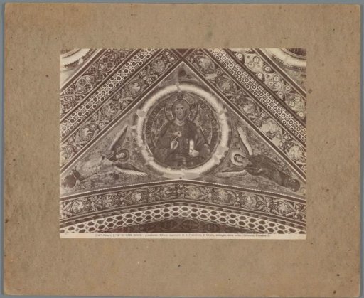 Painting of Christ with two angels on the ceiling of the Basilica of Saint Francis in Assisi