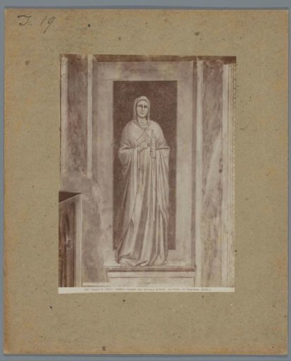 Photographic reproduction of a painting by Giotto in the Scrovegni Chapel in Padua, depicting Temperance