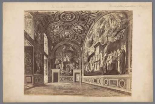 Photographic reproduction of a painting, depicting (presumably) a room in the Apostolic Palace in Vatican City
