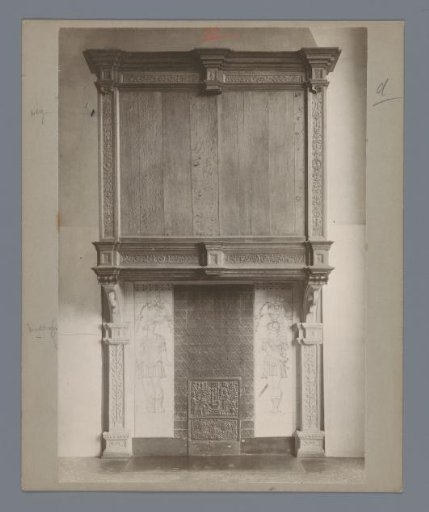Chimney piece with decorated tiles (possibly) in the Rijksmuseum, Amsterdam