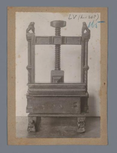 Press decorated with lions, presumably a linen press