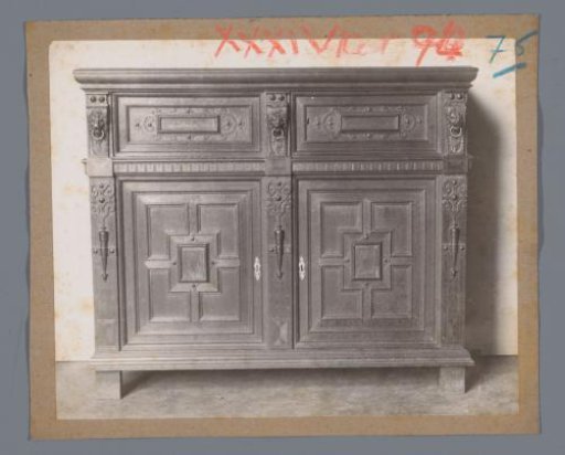 Cabinet decorated with lion consoles with rings (possibly) in the Rijksmuseum, Amsterdam