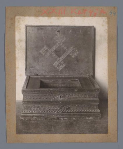 Chest decorated with a cross shape (possibly) in the Rijksmuseum, Amsterdam