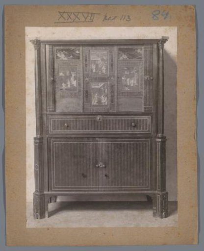 Cabinet decorated with Oriental scenes (possibly) in the Rijksmuseum, Amsterdam