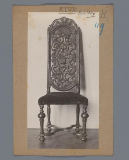 Chair with a vase and plants in the back (probably) in the Rijksmuseum, Amsterdam