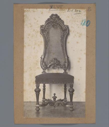 Chair decorated with acanthus leaves and a shell motif in the Rijksmuseum, Amsterdam
