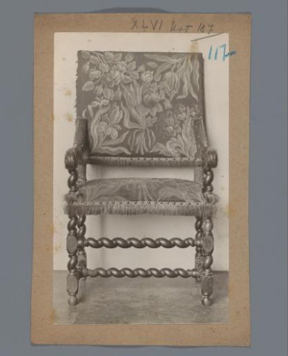 Armchair with floral tapestry in the Rijksmuseum, Amsterdam
