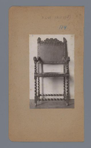Armchair of rosewood upholstered in leather