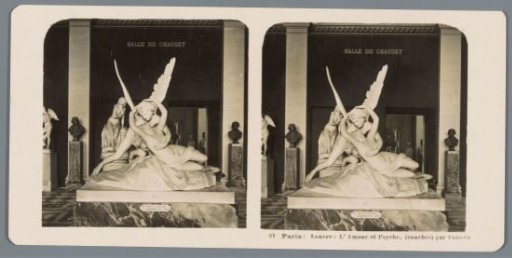 Sculpture by Antonio Canova in the Musée du Louvre, Paris, depicting Amor and Psyche