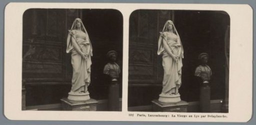 Sculpture by Eugène Delaplanche in the Musée du Luxembourg in Paris, depicting Mary with a lily