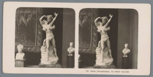 Sculpture in the Musée du Luxembourg in Paris, representing a sphinx kissing a young man