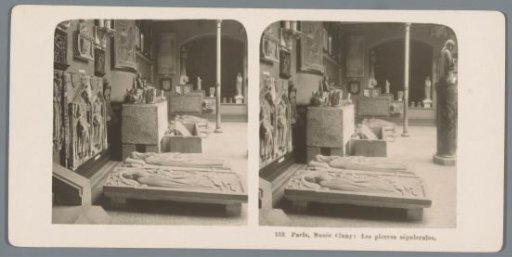 Hall with tombstones in the Musée de Cluny in Paris