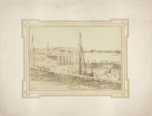 Construction (concrete pouring) of the double lock at Vlissingen, 1869