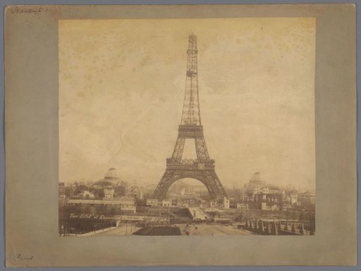 View of the Eiffel Tower during the construction of the World's Fair in Paris in 1889