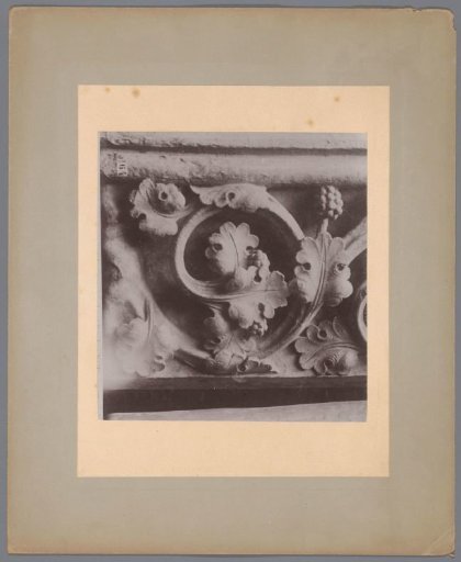 Cast of a detail of an archivolt decorated with scrollwork