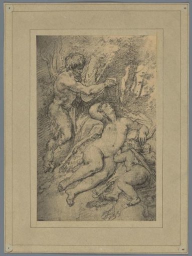 Photographic reproduction of a drawing after Venus and Cupid with a Satyr
